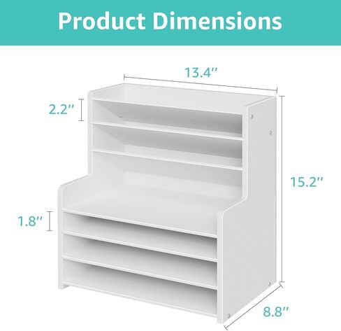 7 Tier White Desk Organizer for Office Organization, Wood Paper Organizer for Desk, Vertical Desktop File Folder Holder & Letter Tray, Aesthetic School Storage Orgnizer Shlef in Saudi Arabia