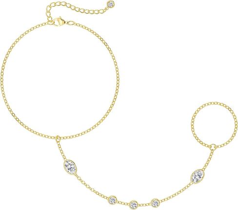 سلسلة يد سوار خاتم أنيق سلسلة يد للنساء أساور مطلية بالذهب مجوهرات عصرية لمجوهرات الزفاف هدايا عيد الميلاد للنساء in Kuwait