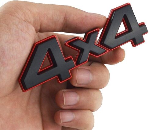 1x4X4 Decal Fender Tailgate Emblem Badge 3D Nameplate Red Edge Trunk 3D Raised Strong Adhesive Fit for Universal Cars (Red) in Kuwait