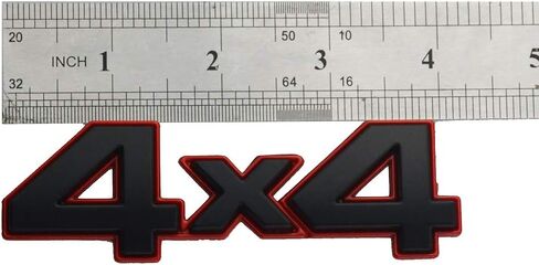 1x4X4 Decal Fender Tailgate Emblem Badge 3D Nameplate Red Edge Trunk 3D Raised Strong Adhesive Fit for Universal Cars (Red) in Kuwait