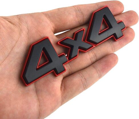 1x4X4 Decal Fender Tailgate Emblem Badge 3D Nameplate Red Edge Trunk 3D Raised Strong Adhesive Fit for Universal Cars (Red) in Kuwait