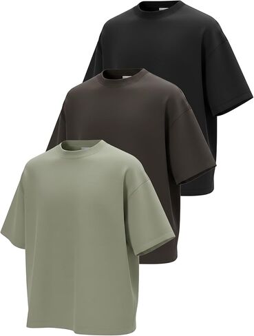 3 Pack Oversized Heavyweight T-Shirts for Men Women, Fashion Loose Fit Streetwear Tee Tops for Gym & Casual in Saudi Arabia