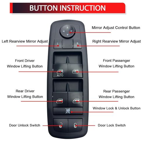 68084001AD Master Power Window Switch Compatible with Dodge Journey 2011-2016 Replaces 68084001AC, 68084001AB 8+13 PINS Driver Side Door Lock Switch Control Button in Kuwait