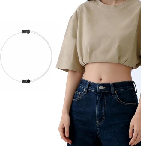 قميص قصير مع حزام خصر قابل للتعديل، حزام خصر مرن، أربطة قابلة للتمدد لتغيير نمط القمصان in Kuwait