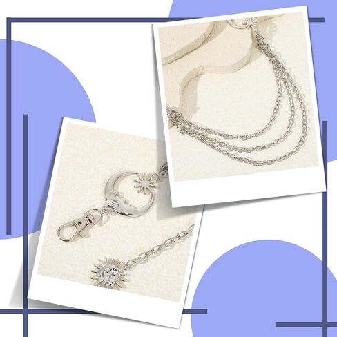 طبقة معدنية حزام سلسلة القمر الشمس حزام البطن سلسلة الجسم أحزمة ربط الموضة فستان نحيف سلسلة الخصر للنساء (فضي) in Kuwait