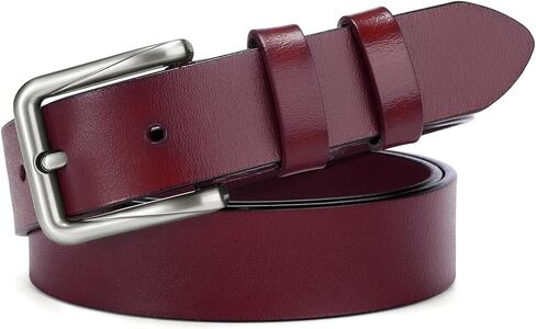 حزام جلد طبيعي للسيدات لسراويل الجينز وحزام الخصر للسيدات مع إبزيم فضي in Kuwait