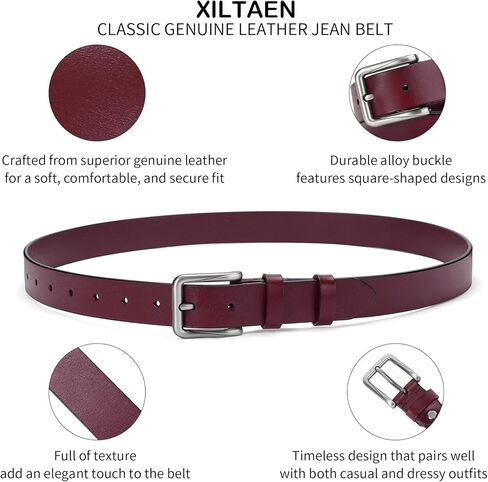 حزام جلد طبيعي للسيدات لسراويل الجينز وحزام الخصر للسيدات مع إبزيم فضي in Kuwait