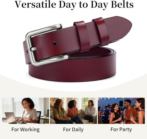 حزام جلد طبيعي للسيدات لسراويل الجينز وحزام الخصر للسيدات مع إبزيم فضي in Kuwait