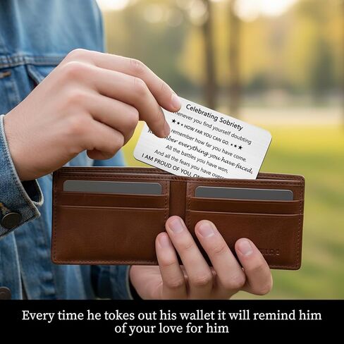 هدايا سوار متقاطع للرجال - قطعتان للاحتفال بالرصانة، أنا أحبك مع بطاقة محفظة منقوشة ليوم واحد في كل مرة، أساور معرف حماية ثلاثية للرجال، الابن، الزوج، الصديق، عيد الفصح، الذكرى السنوية لعيد الميلاد in Kuwait