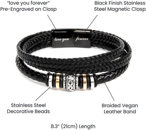 To My Man Bracelet, Romantic Gift for Husband, Boyfriend Sentimental Leather Bracelet for Him with Love You Forever Message Card, Gift Ideas from Wife Girlfriend for Valentine’s Day in Saudi Arabia