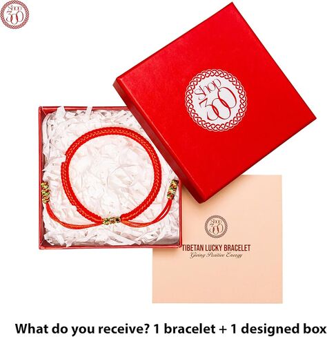 Handmade Tibetan Red String Vajra Knot Bracelet – 5-Color Buddhist Knot for Protection, Good Luck & Blessing – Adjustable Unisex Jewelry Gift Box. Protection bracelet for men and women. in Saudi Arabia