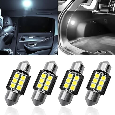 DE3175 DE3021 31mm Festoon LED Bulbs, 9-30V Extremely Bright Canbus Error Free, 6000K Xenon White for Dome Map Door License Plate Lights in Kuwait