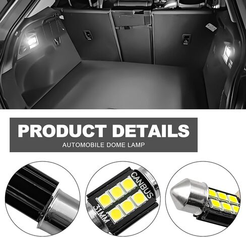 DE3175 DE3021 31mm Festoon LED Bulbs, 9-30V Extremely Bright Canbus Error Free, 6000K Xenon White for Dome Map Door License Plate Lights in Kuwait