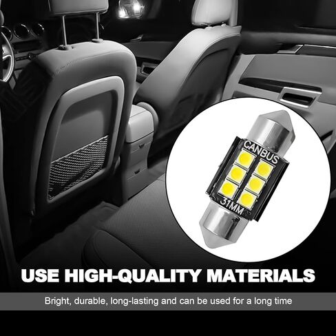 DE3175 DE3021 31mm Festoon LED Bulbs, 9-30V Extremely Bright Canbus Error Free, 6000K Xenon White for Dome Map Door License Plate Lights in Kuwait