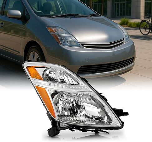 AKKON - لمصابيح أمامية من الكروم طراز Toyota Prius Hybrid OE موديل 2006-2009 [نوع الهالوجين فقط] مجموعة جانبية للسائق والراكب in Saudi Arabia