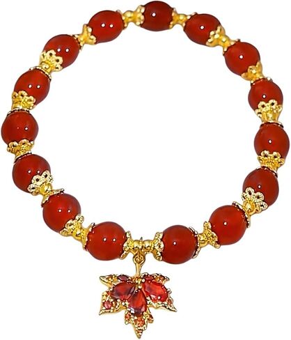 Thanksgiving Fall Bracelets for Women Red Crystal Maple Leaf Charms Bracelet Fall Beaded Stretch Bracelets Harvest Orange Brown Beaded Stretch Bracelets Autumn Party Favors Holiday Gifts in Kuwait