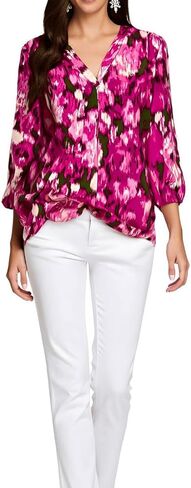 Jones New York Womens Petites Printed Tunic Top Purple PM in Saudi Arabia