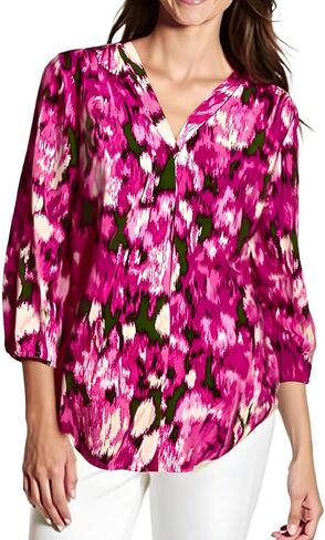 Jones New York Womens Petites Printed Tunic Top Purple PM in Saudi Arabia