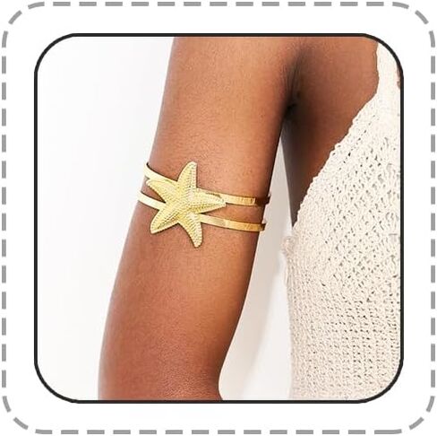 الذهب الذراع الكفة للنساء الذهب المفتوحة الذراع العلوي الكفة داينتي الطبقات أساور للذراع أساور البوهيمي شاطئ نجم البحر سوار للذراع للنساء in Kuwait