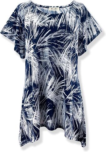 Brittany Black Women’s Flutter Short Sleeve Floral Tunic Knit Top in Kuwait