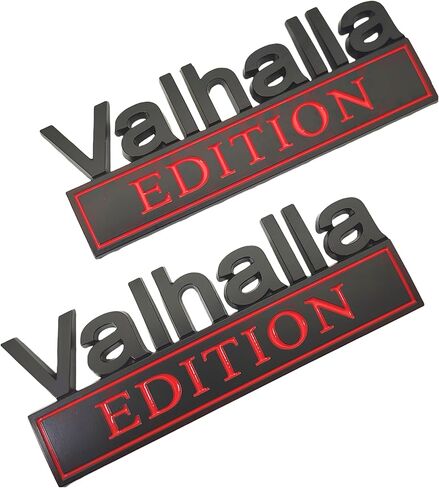 2Pack Vikings Valhalla Edition Auto Emblems Truck Badge 3D Car Bumper Sticker Metal Decal, Assassin's Creed Valhalla Edition Emblem 3D Badges Decals Car Replacement, Viking Seasons (Red/Black) in Saudi Arabia