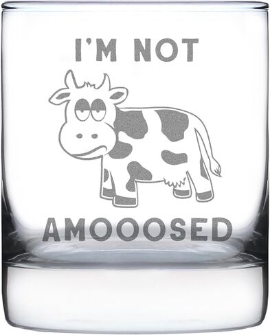 Not Amooosed - هدايا زجاجية مضحكة على شكل بقرة ويسكي روكس للرجال والنساء - ديكور كأس شرب الويسكي الممتع in Kuwait