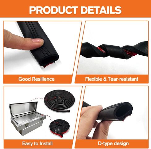 سدادة الطقس المزدوجة شديدة التحمل لصندوق أدوات الشاحنة، شريط ختم بطول 15 قدمًا وحشية مسطحة بطول 8 أقدام، مجموعة مطاطية ذاتية اللصق للكابينة، والباب، والمركبات الترفيهية، وصندوق الأدوات لمنع الماء والغبار والضوضاء in Kuwait