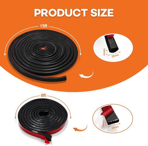 سدادة الطقس المزدوجة شديدة التحمل لصندوق أدوات الشاحنة، شريط ختم بطول 15 قدمًا وحشية مسطحة بطول 8 أقدام، مجموعة مطاطية ذاتية اللصق للكابينة، والباب، والمركبات الترفيهية، وصندوق الأدوات لمنع الماء والغبار والضوضاء in Kuwait