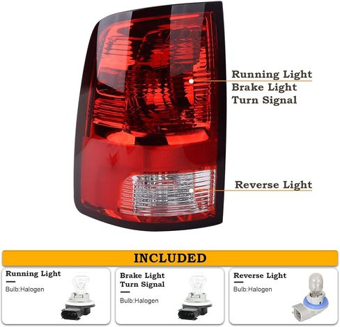 A Pair Halogen Tail Light Assembly Fit for 2009-2018 Dodge Ram 1500 2500 3500 Pickup Taillights Rear Light Left Driver and Right Passenger Side Rear Lamp W/Bulbs 55277415AD 55277414AE in Saudi Arabia