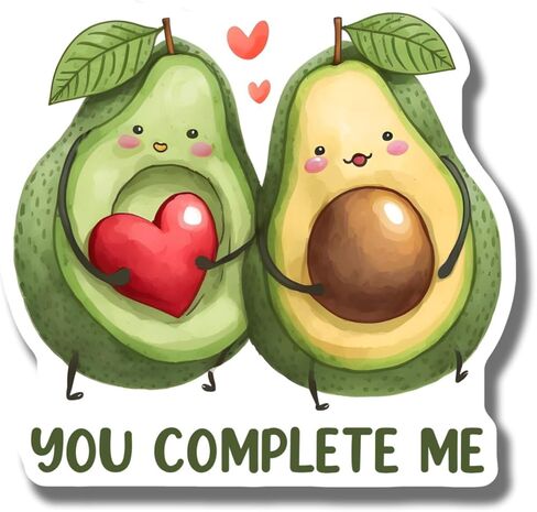 Cute Avocado Couple Magnet - Kawaii Kitchen Decor - Fridge Magnets - You Car Magnet Complete Me - Fun Gift Idea - Adorable Avocado Lovers - Home Decor - AAMT1692 in Saudi Arabia