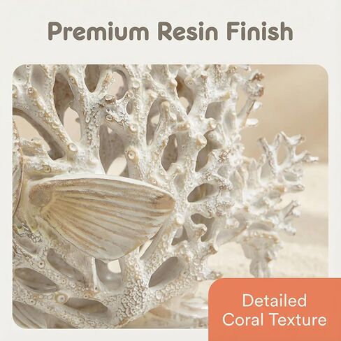 White Coral Reef Angelfish Statue Coastal Beach Decor Ocean Nautical Figurine for Bathroom Home Office Tabletop Shelf 10in x 9.8 in(Ivory White) in Saudi Arabia