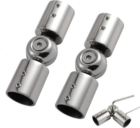 Corner Curtain Rod Connector, 2 PCS Silver Window Rod Holder, Hinged Elbow Connector Heavy Duty Adjustable Corner Connector for 1 Inch Corner Window Curtain Rod & Bay Windows Blinds in Saudi Arabia