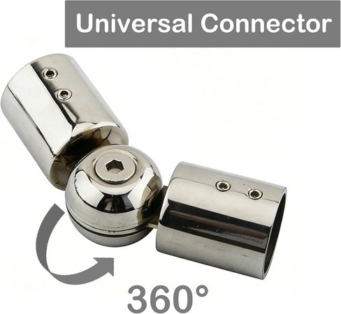 Corner Curtain Rod Connector, 2 PCS Silver Window Rod Holder, Hinged Elbow Connector Heavy Duty Adjustable Corner Connector for 1 Inch Corner Window Curtain Rod & Bay Windows Blinds in Saudi Arabia
