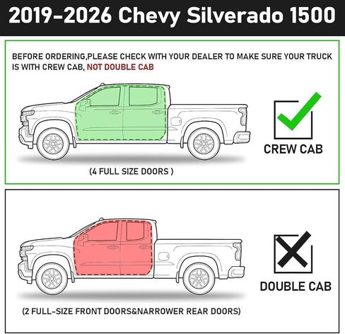 Running Boards Step Bars Compatible with 2019-2026 Chevy Silverado/Sierra 1500 Crew Cab, 2020-2026 Silverado/Sierra 2500HD 3500HD. Black Drop Side Steps, Side Steps Made with Carbon Steel. in Kuwait