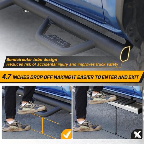 Running Boards Step Bars Compatible with 2019-2026 Chevy Silverado/Sierra 1500 Crew Cab, 2020-2026 Silverado/Sierra 2500HD 3500HD. Black Drop Side Steps, Side Steps Made with Carbon Steel. in Kuwait