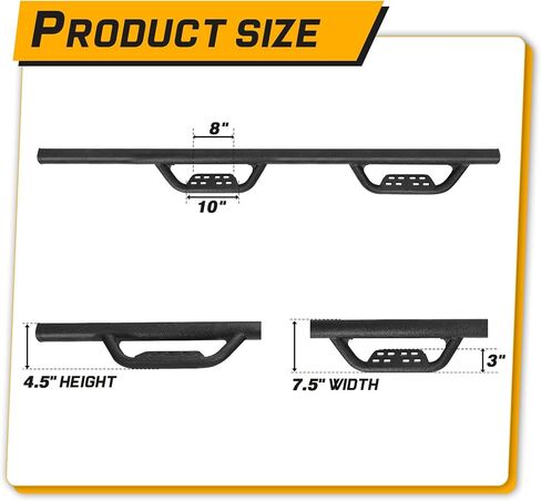 Running Boards Step Bars Compatible with 2019-2026 Chevy Silverado/Sierra 1500 Crew Cab, 2020-2026 Silverado/Sierra 2500HD 3500HD. Black Drop Side Steps, Side Steps Made with Carbon Steel. in Kuwait