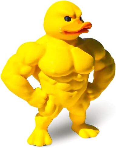 Cute Muscle Duck Statue, 3D Printed Muscle Little Yellow Duck,Creative Ducks Home Decoration Desktop Ornaments, for Friends, Classmates, Colleagues, Playful Design Ducks Decor in Saudi Arabia