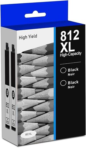 812XL Black Ink Cartridges Remanufactured for epson 812xl Ink cartridges Combo Pack Work with Work for WF-7840 WF-7820 WF-7310 EC-C7000 Printers(2 Black) in Kuwait