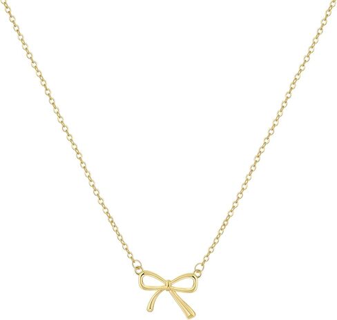CAROVO Gold Bow Necklace for Women 14K Dainty Gold Necklace Chunky Cute Cubic Zirconia Bow Pendant Necklace Trendy Necklace Jewelry Gift for Women in Kuwait