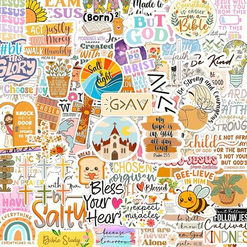 Faith Over Fear Sticker Pack by Puraesla - 300 PCS Inspirational Christian Bible Verse Stickers – Holographic Scripture Jesus & Bible Study Decor for Water Bottles, Laptops, Notebooks, journaling in Kuwait