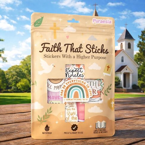 Faith Over Fear Sticker Pack by Puraesla - 300 PCS Inspirational Christian Bible Verse Stickers – Holographic Scripture Jesus & Bible Study Decor for Water Bottles, Laptops, Notebooks, journaling in Kuwait