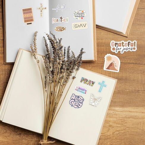 Faith Over Fear Sticker Pack by Puraesla - 300 PCS Inspirational Christian Bible Verse Stickers – Holographic Scripture Jesus & Bible Study Decor for Water Bottles, Laptops, Notebooks, journaling in Kuwait
