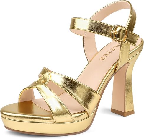 صنادل نسائية من COLETER بكعب مكتنز وكعب متقاطع مفتوح عند الأصابع وحزام للكاحل أحذية لحفلات الزفاف in Kuwait