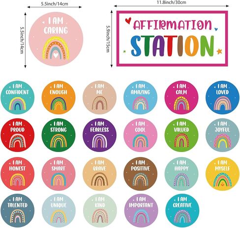 Boho Affirmation Station Bulletin Board Set Rainbow Positive Bulletin Board Positive Mirror Growth Mindset Inspirational Motivational Accent Cutouts for School Teacher Home Wall Supply in Kuwait
