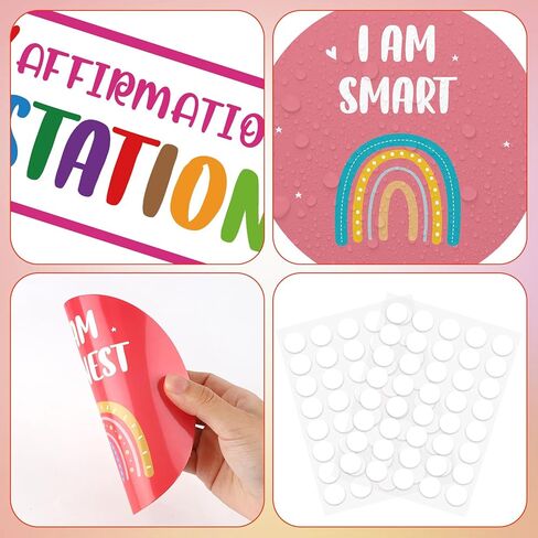 Boho Affirmation Station Bulletin Board Set Rainbow Positive Bulletin Board Positive Mirror Growth Mindset Inspirational Motivational Accent Cutouts for School Teacher Home Wall Supply in Kuwait