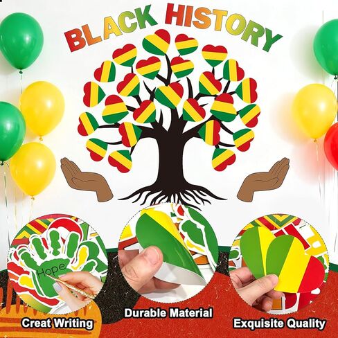86 Pcs Black History Month Bulletin Board Decorations Black Inspirational Class Cut-Outs Wall Door Decor Heart Tree Cutouts Borders Party Supplies for Diversity African American School Classroom in Saudi Arabia