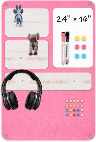 DOLLAR BOSS 3-in-1 Foldable Bulletin Board 16"x24" Vertical- Magnetic Whiteboard with Cork & Acrylic Shelves, Sound-Absorbing Felt for Home/Office/Dorm Includes Pins/Magnets (Grey) in Kuwait