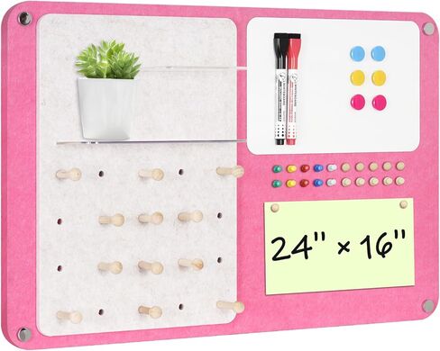 DOLLAR BOSS 3-in-1 Foldable Bulletin Board 16"x24" Vertical- Magnetic Whiteboard with Cork & Acrylic Shelves, Sound-Absorbing Felt for Home/Office/Dorm Includes Pins/Magnets (Grey) in Saudi Arabia