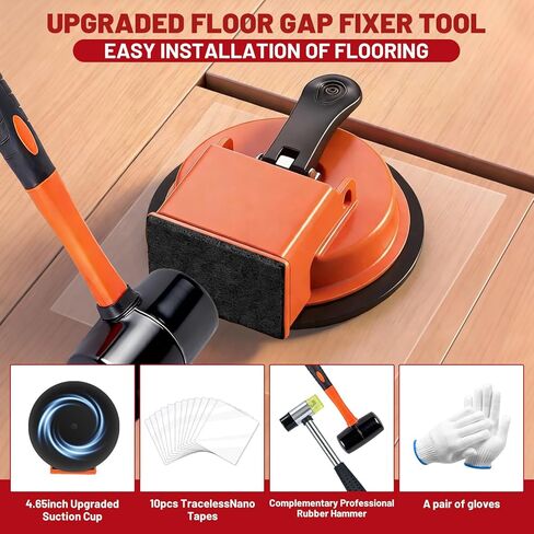 Floor Gap Fixer Tool Kit with 2 Rubber Mallets, 10 Reusable Sticky Pads, Suction Cup - Heavy Duty Laminate Floor Gap Repair Kit for Vinyl Plank & Hardwood Floor in Kuwait