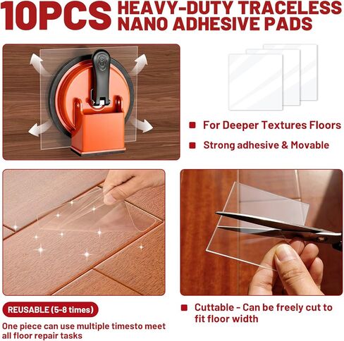 Floor Gap Fixer Tool Kit with 2 Rubber Mallets, 10 Reusable Sticky Pads, Suction Cup - Heavy Duty Laminate Floor Gap Repair Kit for Vinyl Plank & Hardwood Floor in Kuwait